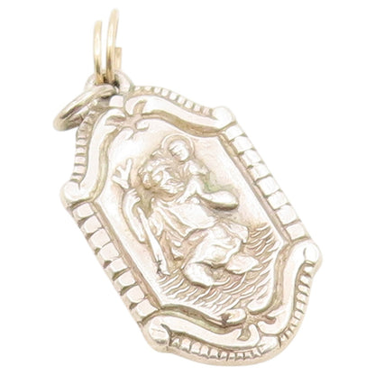 925 Sterling Silver Vintage Pendant St. Christopher Religious Medal  PT26583