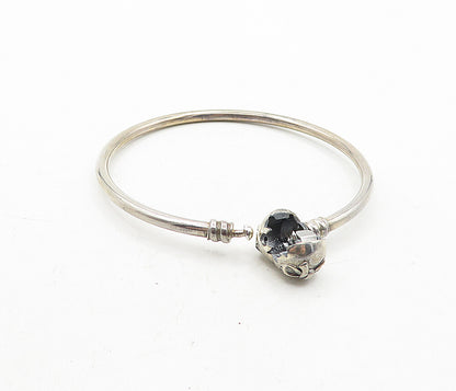 PANDORA 925 Sterling Silver  Vintage Topaz Ribbon Bow Bangle Bracelet  BT1650