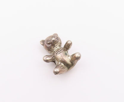 925 Sterling Silver  Vintage Petite Dark Tone Teddy Bear Pendant  PT17874
