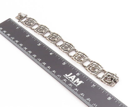 925 Sterling Silver Vintage Bracelet EUROPE Brutalist Design Panel Link  BT11737