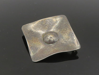 925 Sterling Silver  Vintage Dark Tone Square With Dome Brooch Pin  BP9280