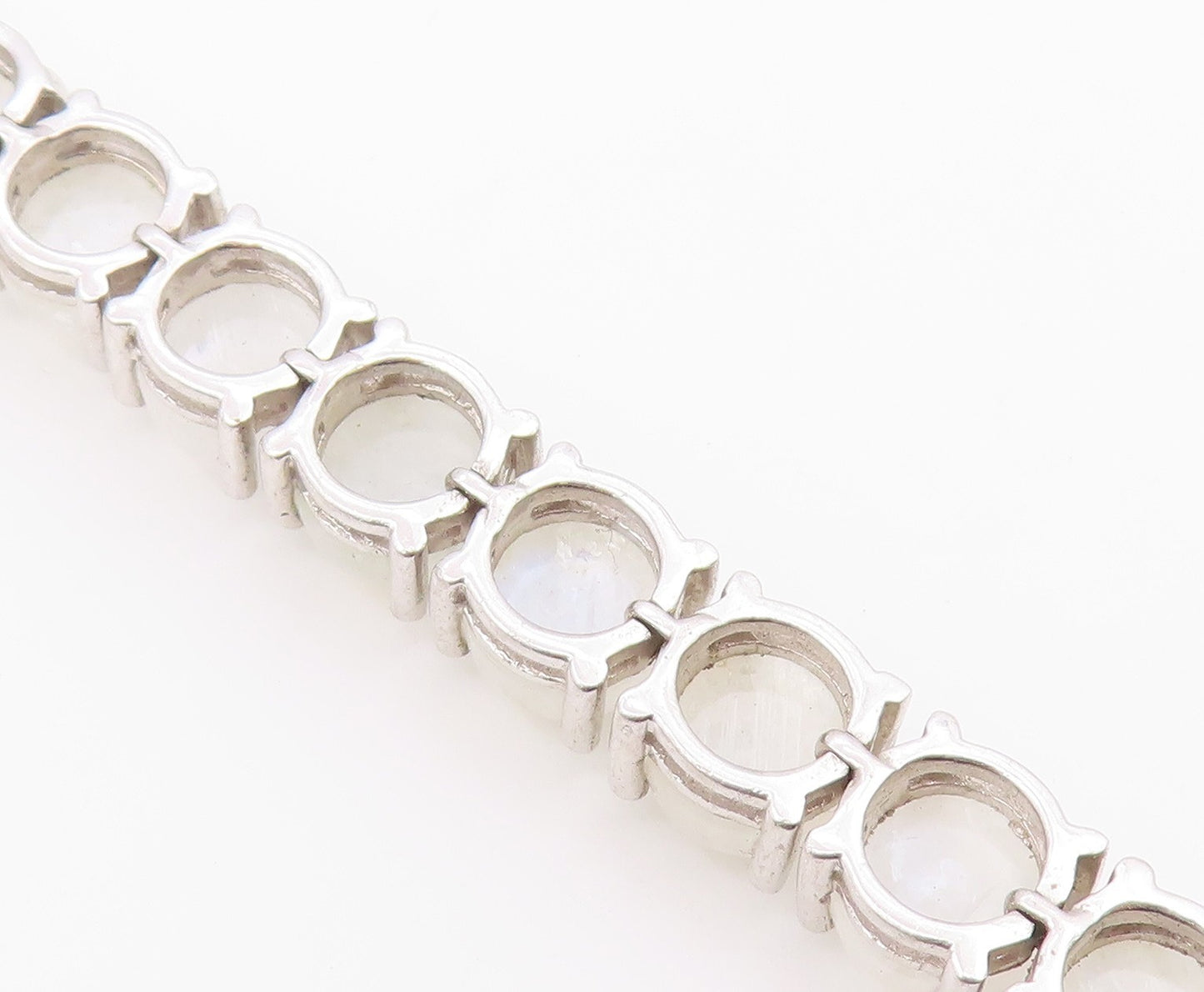 925 Sterling Silver  Vintage Cabochon Cut Quartz Chain Bracelet  BT8992