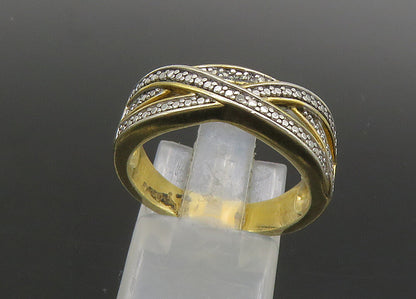 925 Sterling Silver  Vintage Topaz Accented Highway Band Ring Sz 8  RG21847