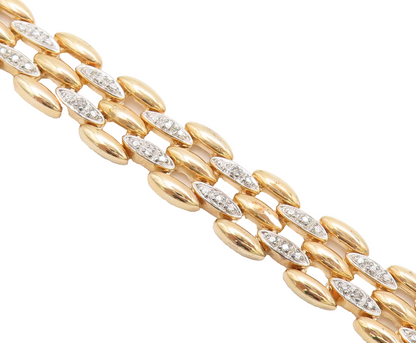 925 Sterling Silver Vintage Bracelet Gold Plated Oval Bead Real Diamonds BT10251