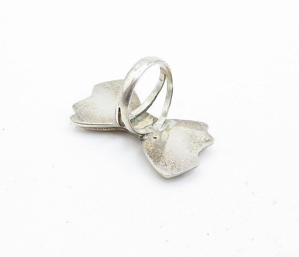 MEXICO 925 Sterling Silver  Vintage Shiny Bow Tie Band Ring Sz 5.5  RG5505