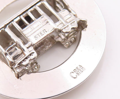 CREA 925 Sterling Silver   Vintage San Francisco Trolley Car Pendant  PT20643