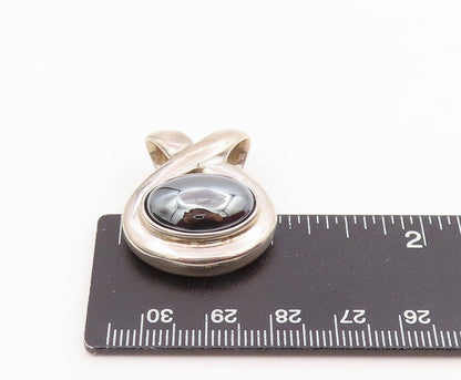 925 Sterling Silver Vintage Pendant ESPO SIG Modernist Hematite Charm  PT25777