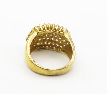 925 Sterling Silver  Topaz Cluster Shiny Gold Plated Band Ring Sz 6  RG16824