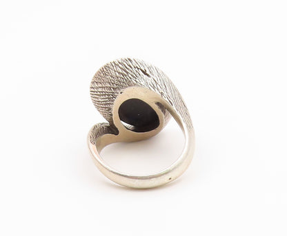 925 Sterling Silver Vintage Ring Modernist Labradorite Band  Sz 8.5  RG36798