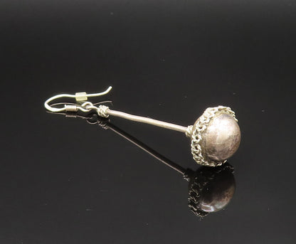 925 Silver  Vintage Twisted Rope Wrapped Pole & Bead Ball Earrings  EG11787