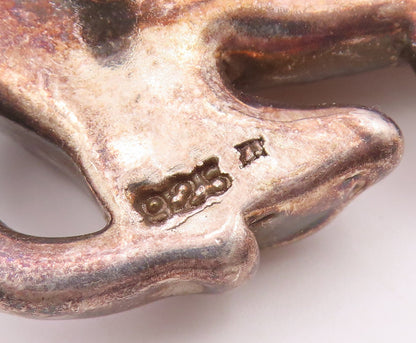 925 Sterling Silver  Vintage Dark Tone Hollow Leopard Motif Brooch Pin  BP4371