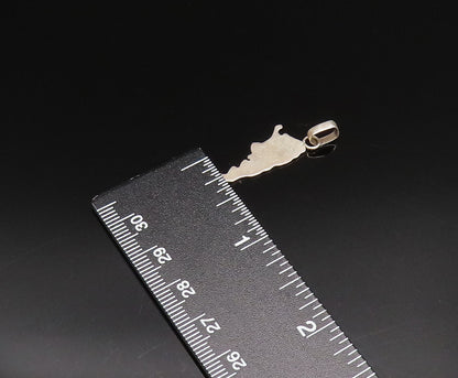 925 Sterling Silver  Vintage Minimalist Map Motif Drop Pendant  PT21293