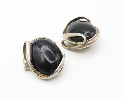 LORI BONN 925 Sterling Silver  Vintage Black Onyx Swirl Drop Earrings  EG7356