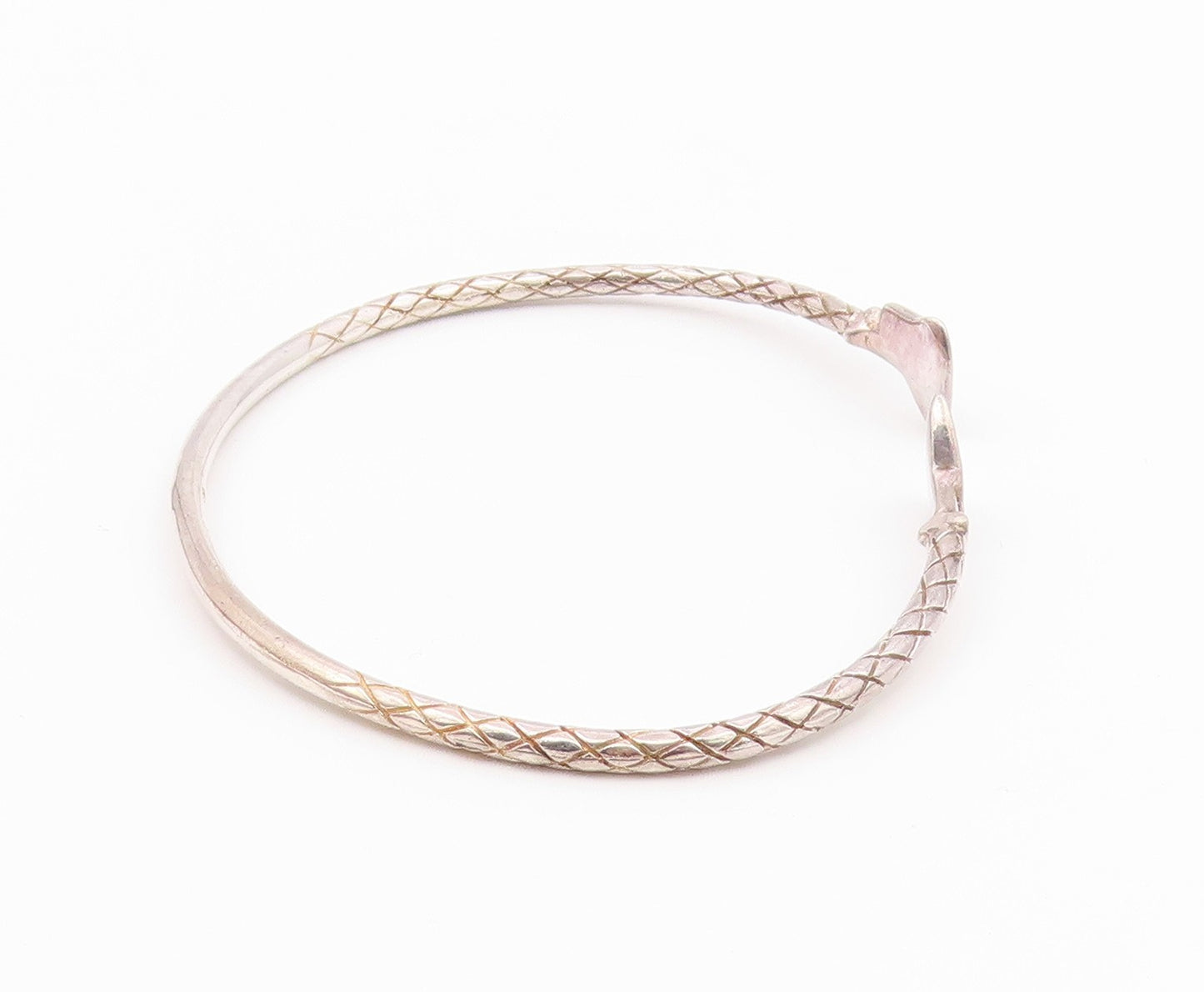 925 Sterling Silver Vintage Etched Diamond Shape Pattern Cuff Bracelet  BT9495