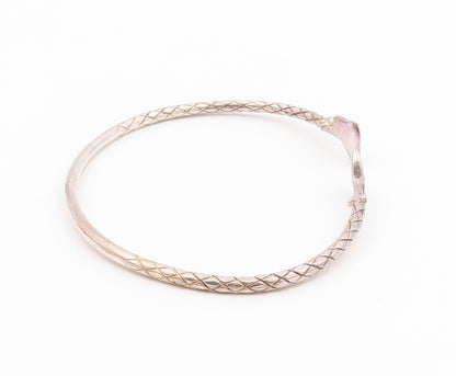 925 Sterling Silver Vintage Etched Diamond Shape Pattern Cuff Bracelet  BT9495