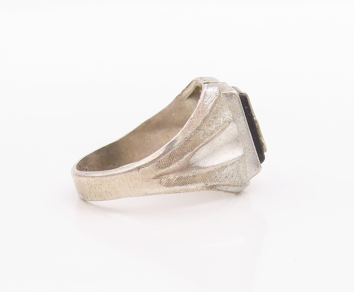 925 Sterling Silver Vintage Ring Designer Carved Alphabet A  Sz 9  RG33311