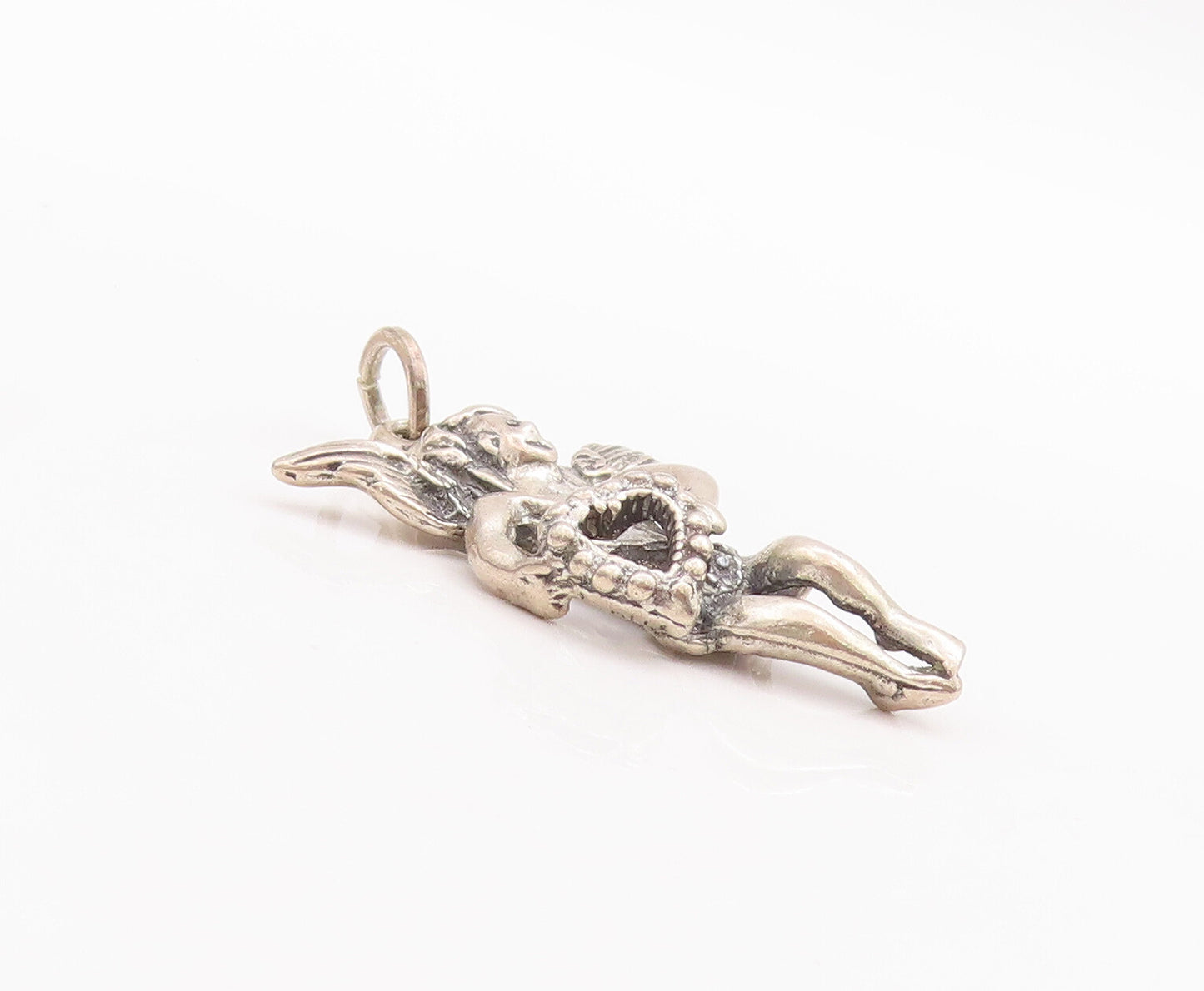925 Sterling Silver Vintage Pendant Solid 3D Cutout Flying Angel  PT23268