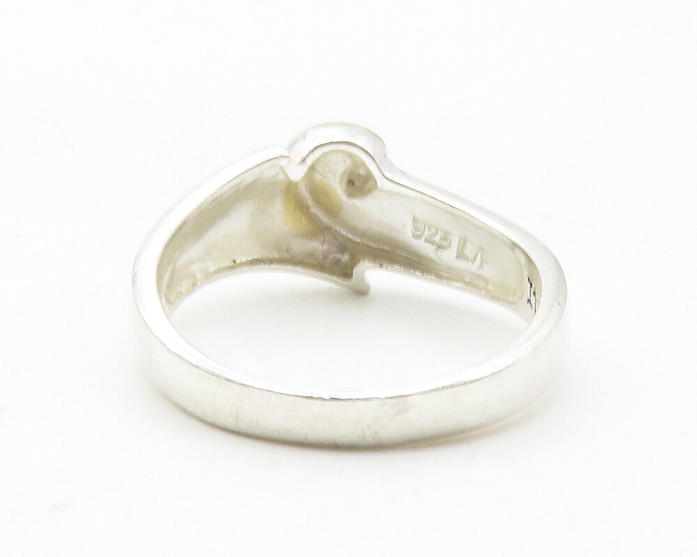925 Sterling Silver  Shiny Two Tone Swirl Footprints Band Ring Sz 7  RG11744