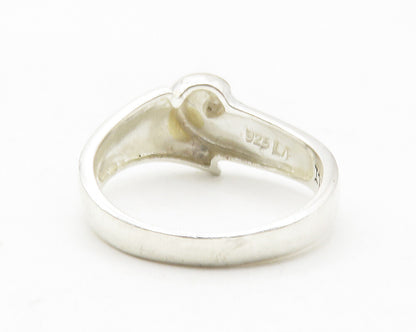 925 Sterling Silver  Shiny Two Tone Swirl Footprints Band Ring Sz 7  RG11744