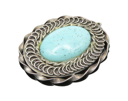925 Sterling Silver  Vintage Cabochon Turquoise Twist Pendant  PT16338