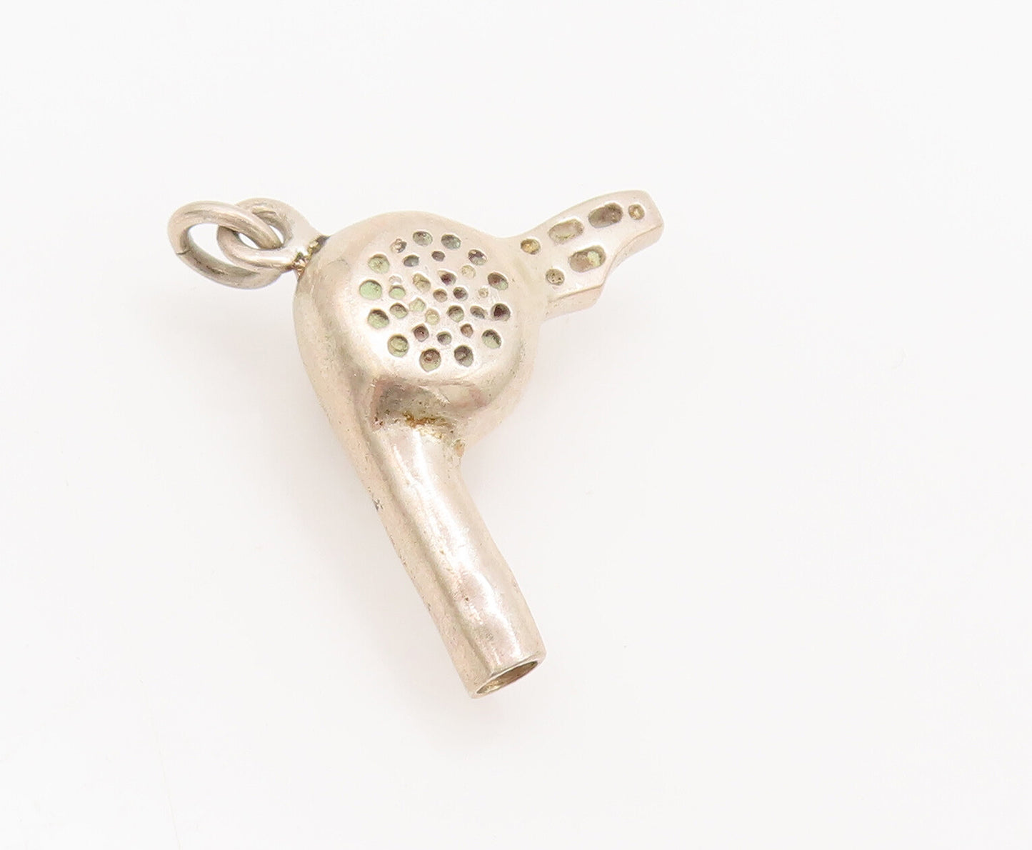 925 Sterling Silver  Vintage Carved Hair Blow Dryer Charm Pendant  PT22337