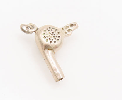 925 Sterling Silver  Vintage Carved Hair Blow Dryer Charm Pendant  PT22337