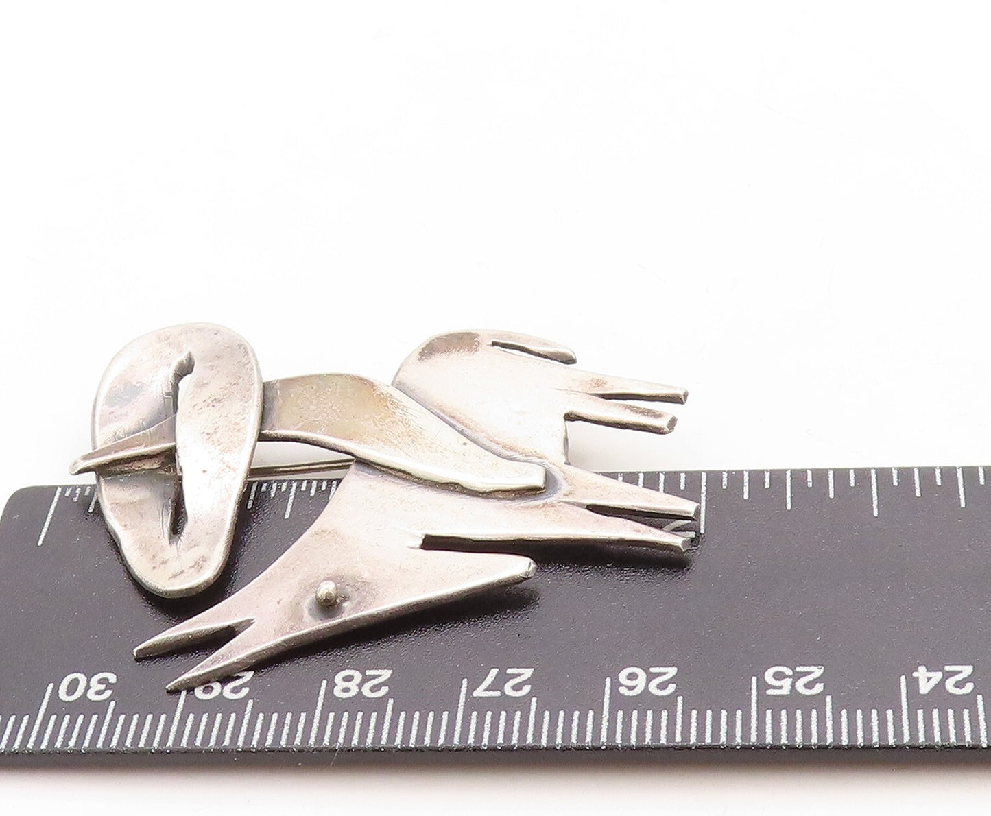 925 Sterling Silver Vintage Brooch Pin Designer Tribal Man on Donkey  BP11395