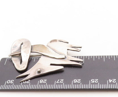925 Sterling Silver Vintage Brooch Pin Designer Tribal Man on Donkey  BP11395