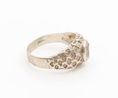 925 Sterling Silver Vintage Ring Quartz Honeycomb Textured Band  Sz 12  RG36930