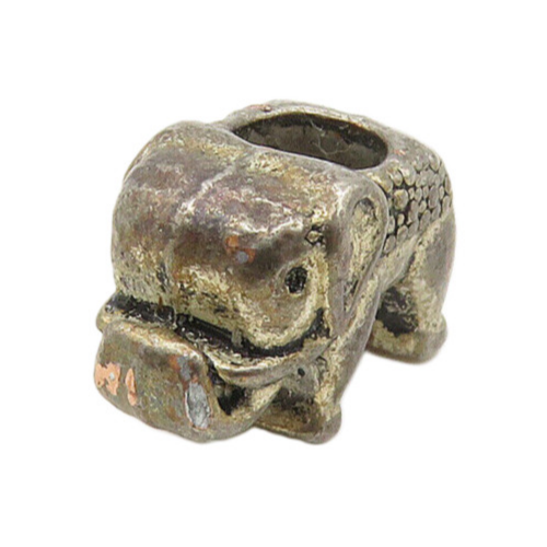 925 Sterling Silver  Vintage Petite Dark Tone Elephant Bead Pendant  PT13834