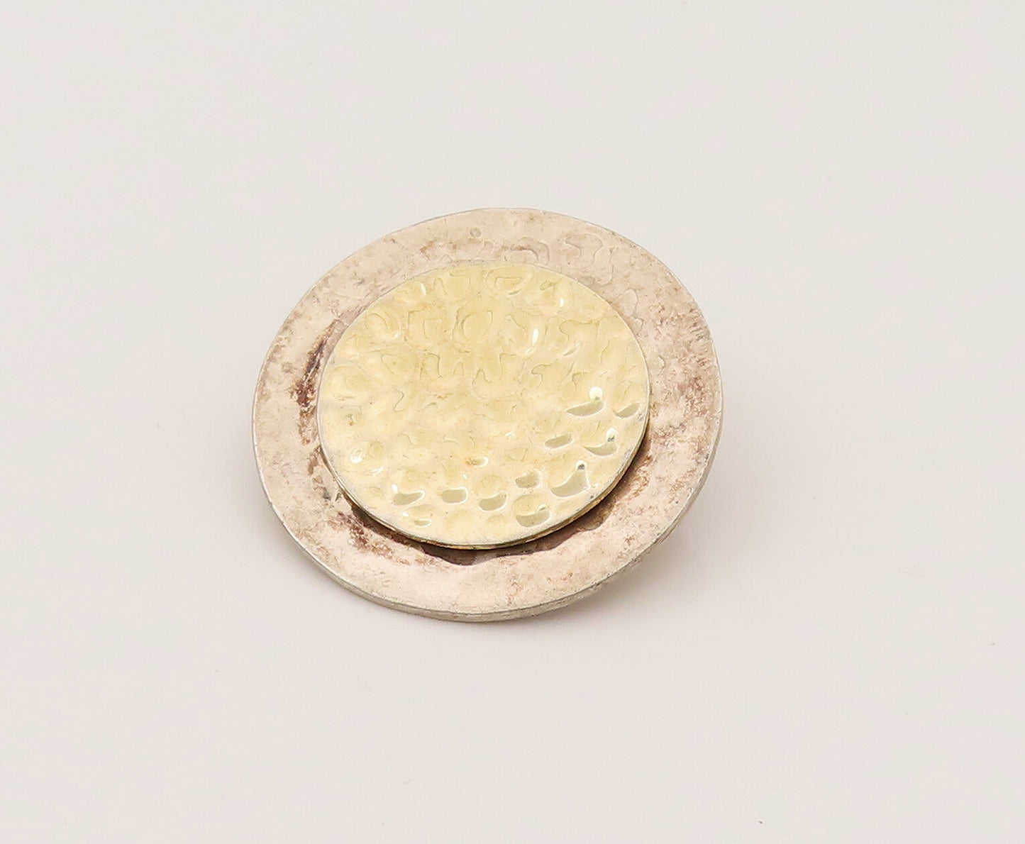 SILPADA 925 Sterling Silver Vintage Two Tone round Hammered Pendant PT21992