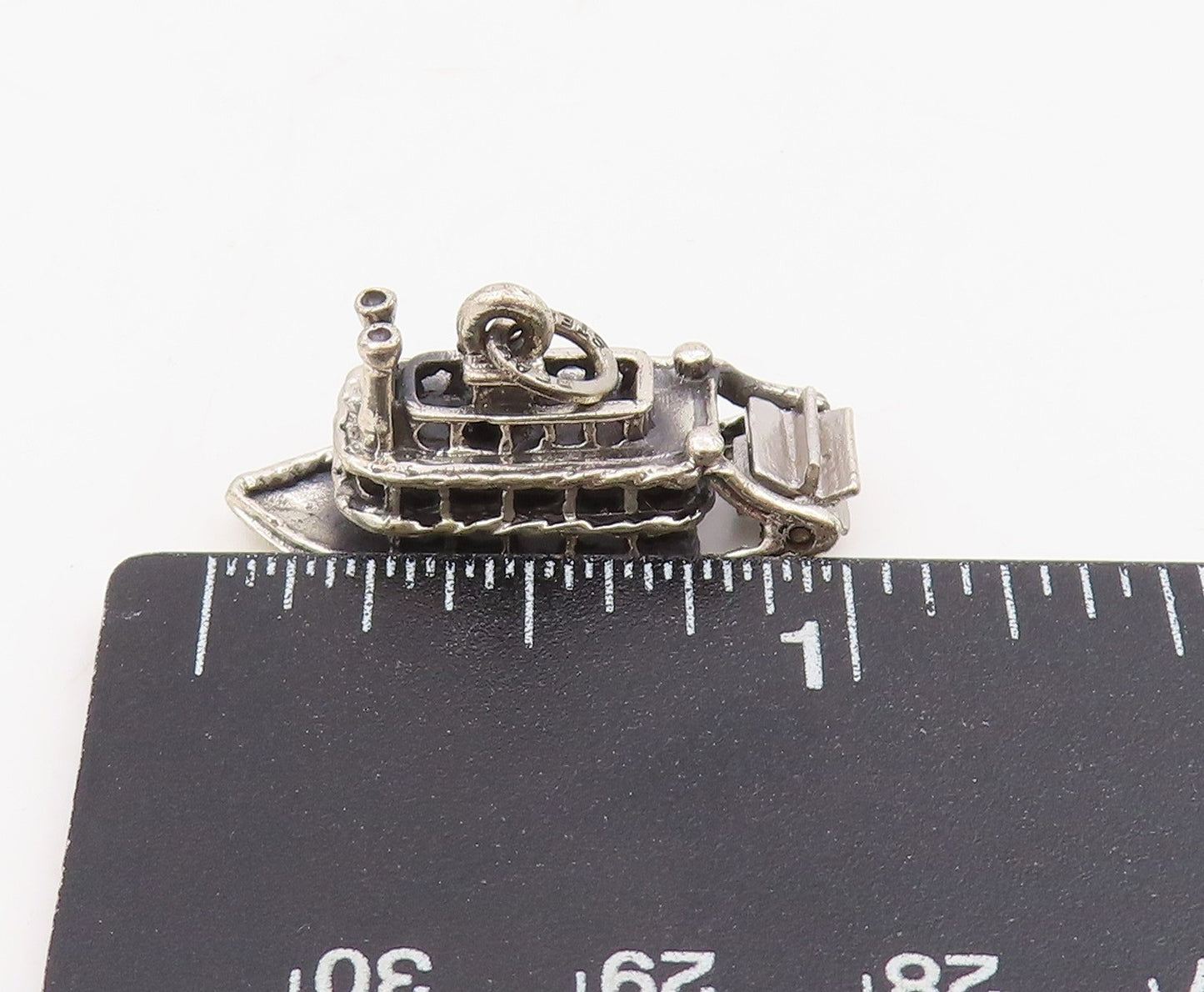 925 Sterling Silver Vintage Pendant Miniature Paddle Wheel Steamboat  PT25696