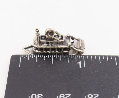 925 Sterling Silver Vintage Pendant Miniature Paddle Wheel Steamboat  PT25696