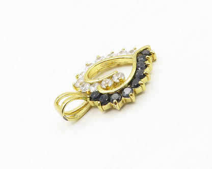 925 Silver Cubic Zirconia & Hematite Gold Plated Love Heart Pendant PT13764