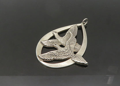 WALLACE 925 Silver  Vintage Enamel 1972 Peace On Earth Doves Pendant  PT17495