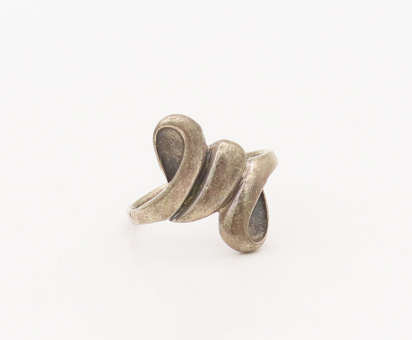 925 Sterling Silver  Vintage Minimalist Solid Carved Swirl Ring Sz 7  RG27291