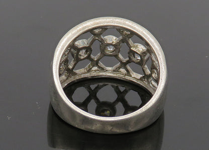 925 Sterling Silver  Vintage Cubic Zirconia Open Design Band Ring Sz 7 RG20506