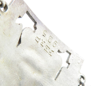 PERU 925 Sterling Silver Vintage Pre Columbian Detail Chain Bracelet BT6618