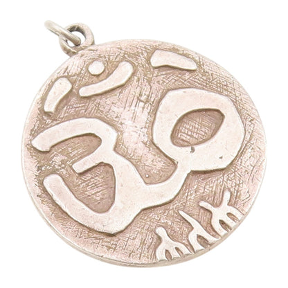 925 Sterling Silver Vintage Pendant Religious Brutalist Carved Om  PT23913