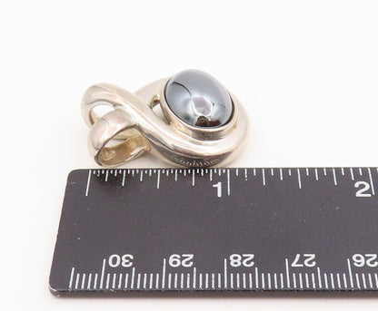 925 Sterling Silver Vintage Pendant ESPO SIG Modernist Hematite Charm  PT25777