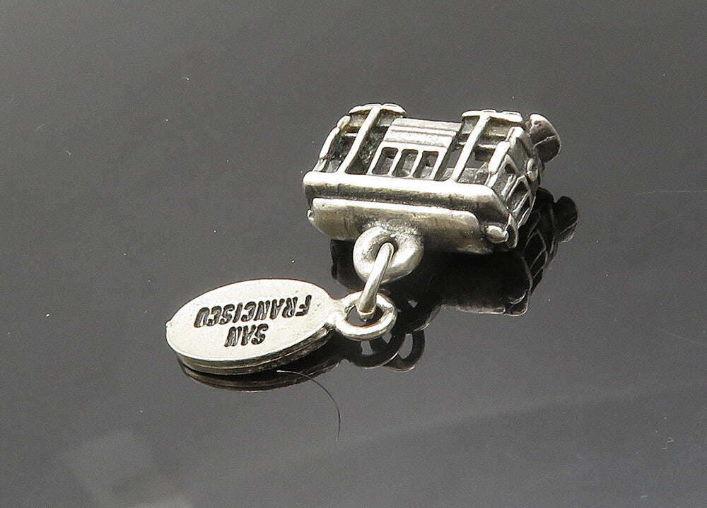 925 Sterling Silver  Vintage Fisherman's Wharf Trolley Car Pendant  PT15970