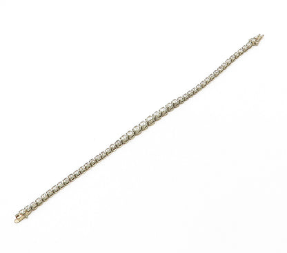 925 Sterling Silver  Vintage Graduated Cubic Zirconia Chain Bracelet  BT6279