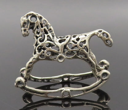 925 Sterling Silver Vintage Toy Swirly Stencil Cut Rocking Horse Chair  TR3695