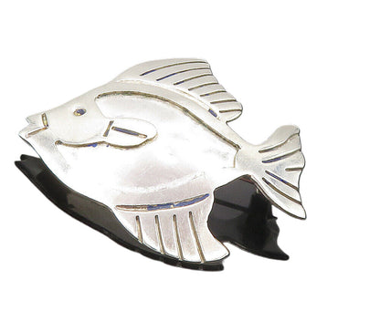MEXICO 925 Sterling Silver  Vintage Shiny Swimming Fish Brooch Pin  BP3557