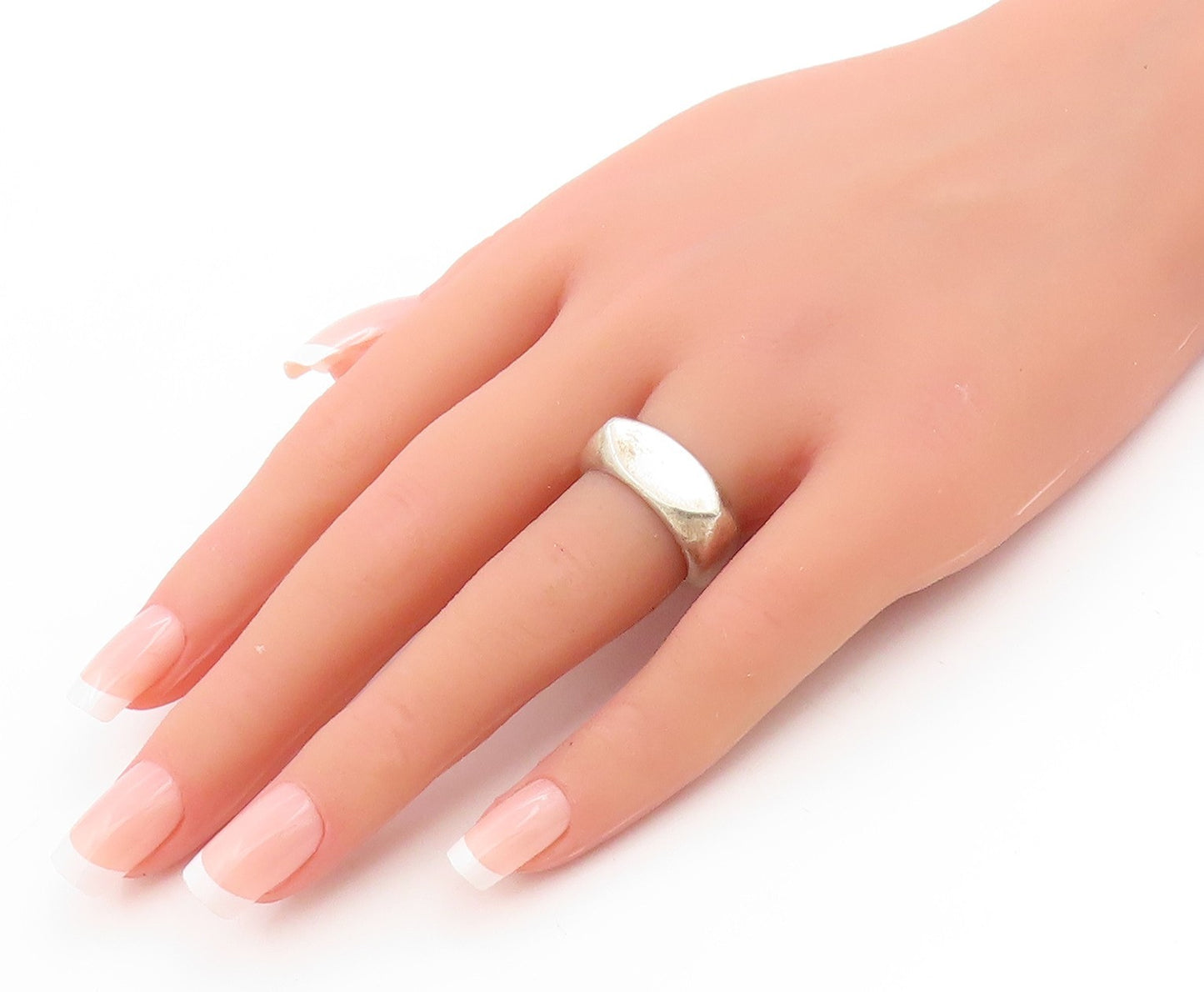 925 Sterling Silver Vintage Ring Minimalist Polished Wide Band  Sz 6.5  RG34148