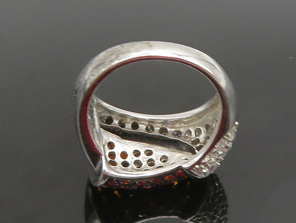 925 Silver  Vintage Bold White & Orange Cubic Zirconia Ring Sz 8  RG25303