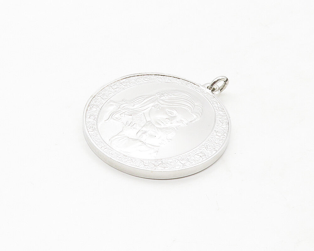 925 Sterling Silver  Vintage Shiny Mother's Day 1974 Medallion Pendant PT13741
