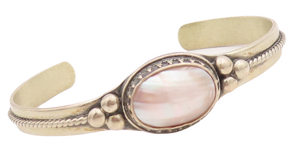 925 Sterling Silver Vintage Bracelet CAROLYN POLLACK Mother Of Pearls   BT10560