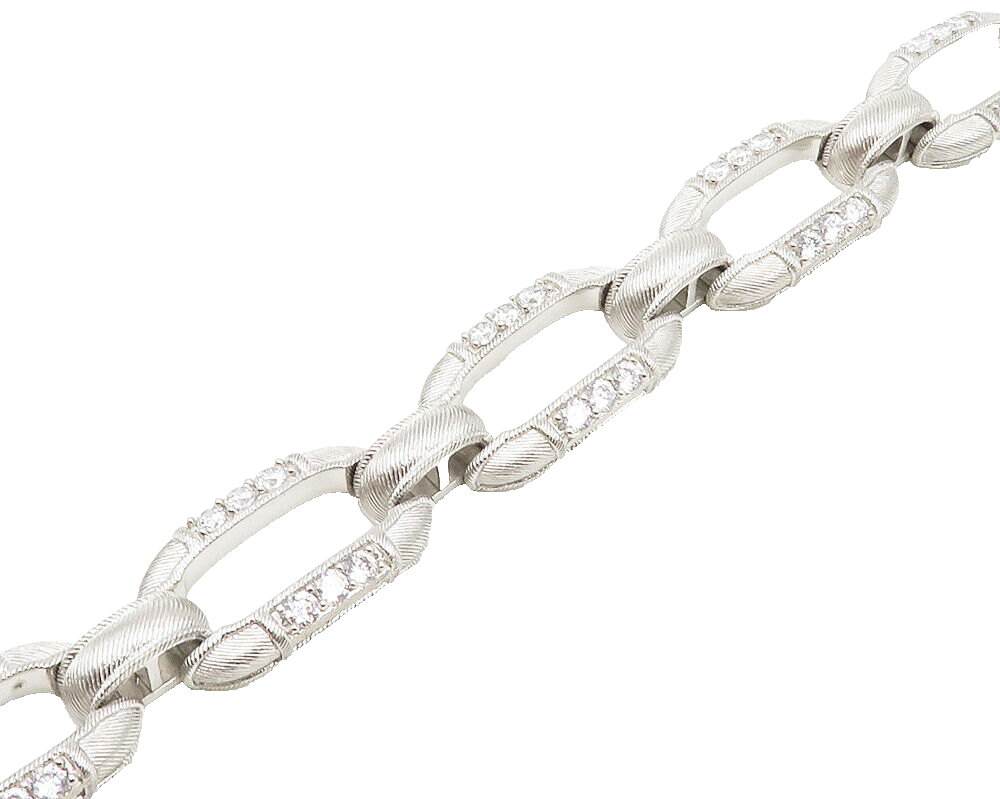 JUDITH RIPKA 925 Silver  Vintage Shiny Cubic Zirconia Chain Bracelet  BT7661