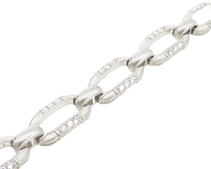 JUDITH RIPKA 925 Silver  Vintage Shiny Cubic Zirconia Chain Bracelet  BT7661